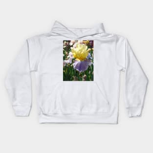 Purple and Yellow Bearded Iris Flower Kids Hoodie